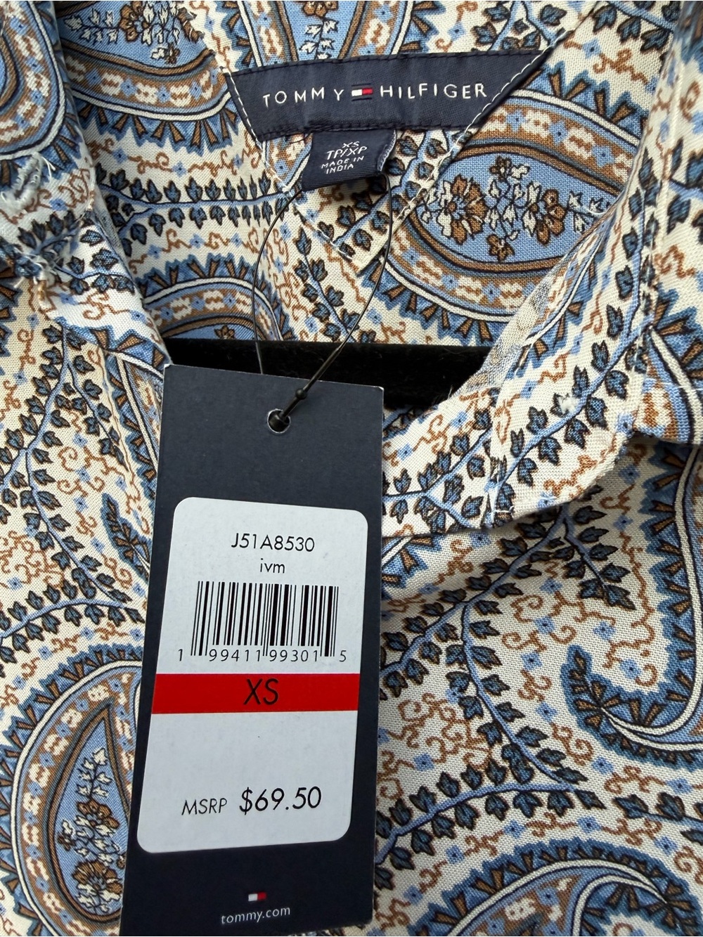Tommy Hilfiger Women Paisley Button-Down Shirt - Blue/Cream/Tan
